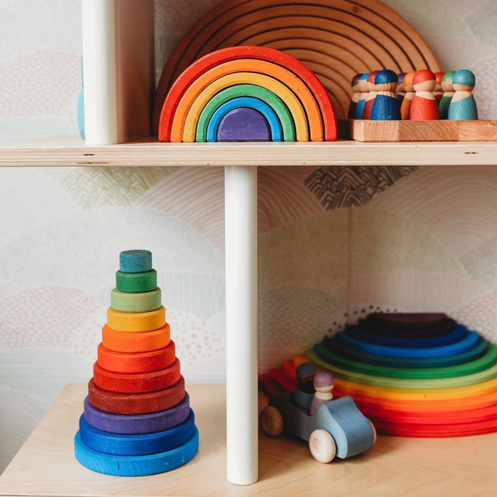 Grimms- Wooden Rainbow Tunnel- 6 Piece- Wooden Toys- Bella Luna Toys