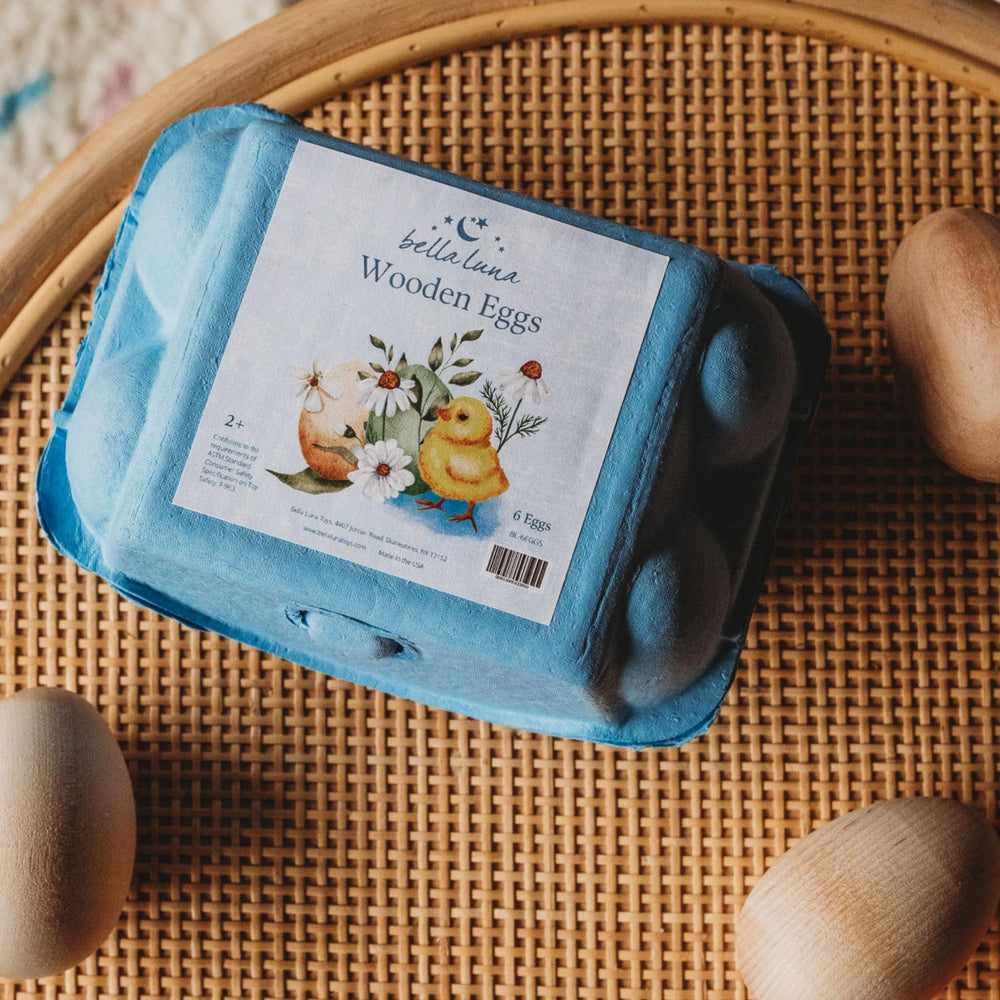 Bella Luna Toys - Six Wooden Eggs in a carton