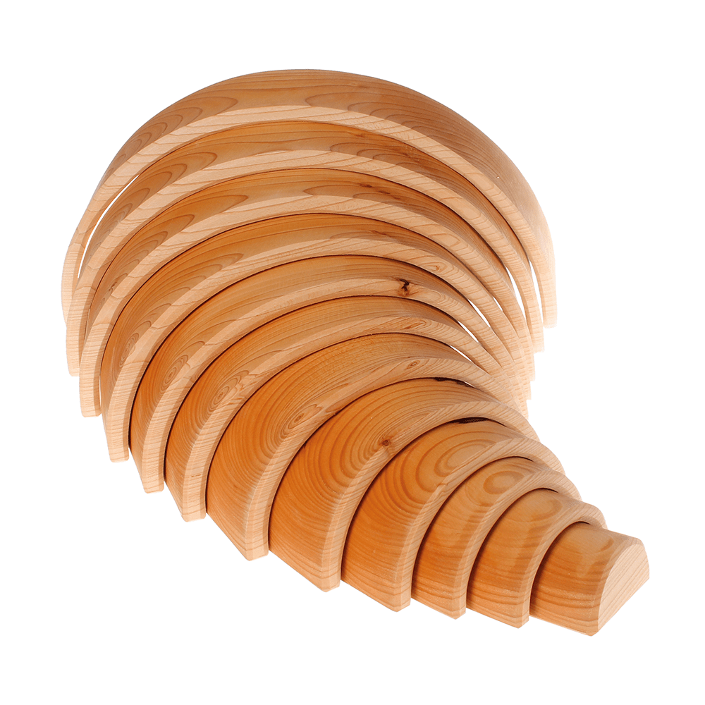 Grimm's Spiel & Holz - Large Wooden Natural Rainbow Tunnel - Twelve Piece