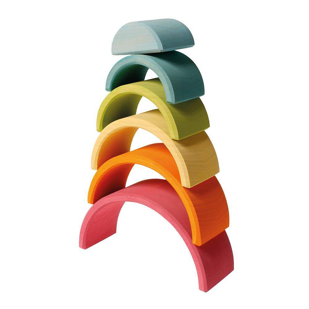 Grimm's Pastel Wooden Rainbow Tunnel - 6 Piece