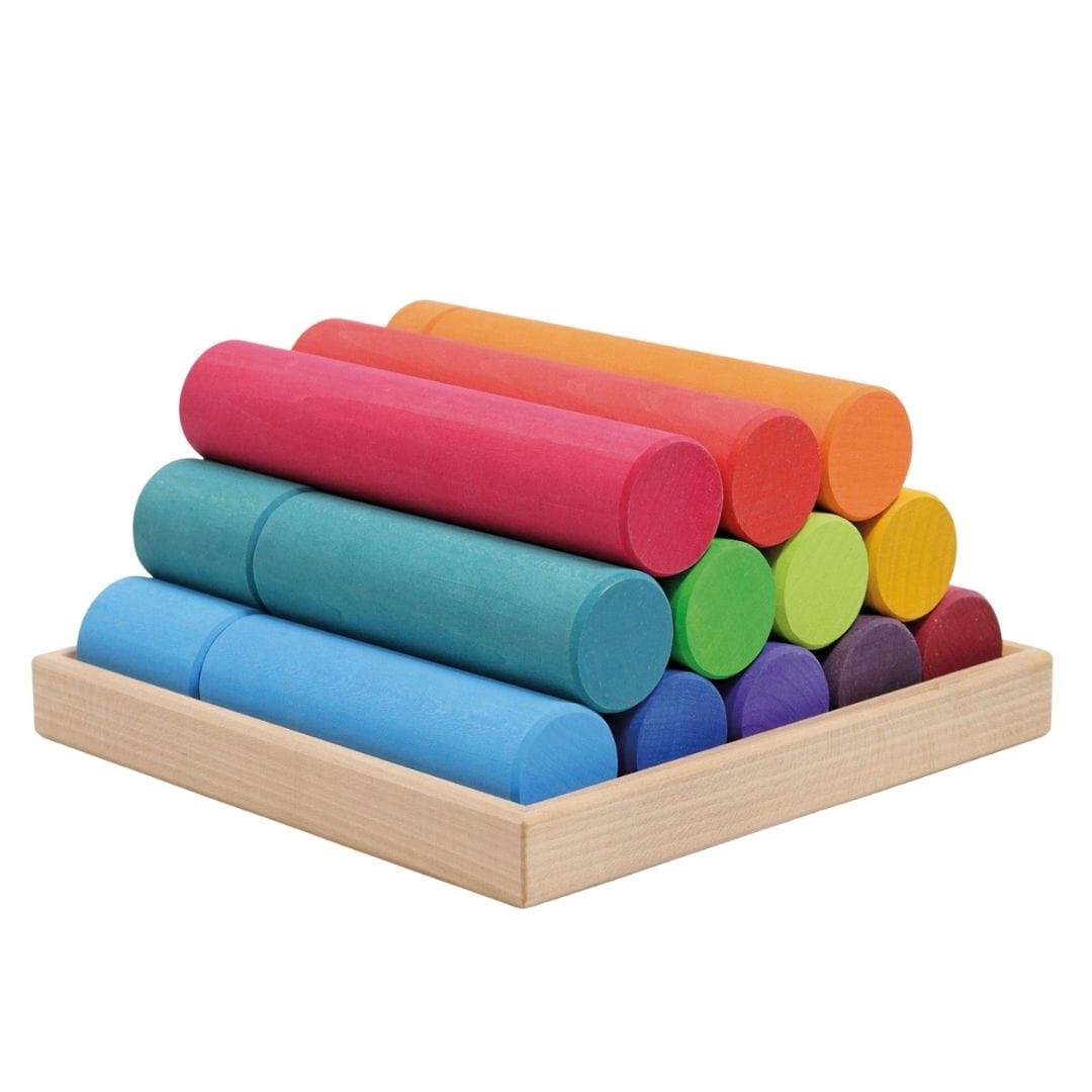 Grimm's Spiel & Holz - Large Wooden Building Rollers - Assorted Colors - Bella Luna Toys