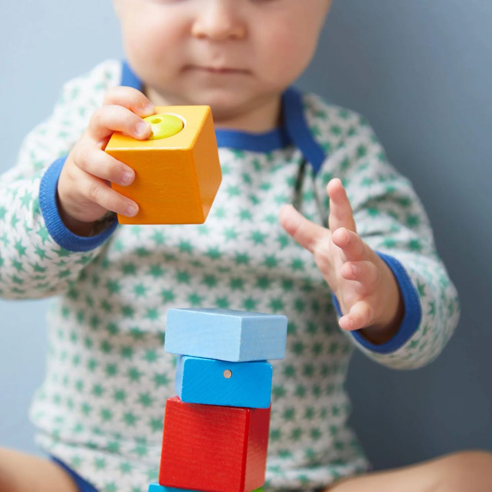 Haba - Child Playing with Fun with Sound Discovery Blocks - Bella Luna Toys