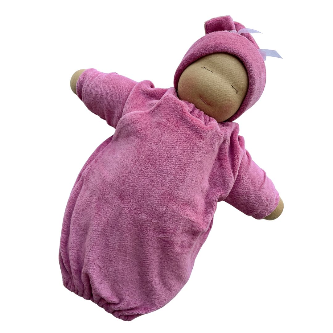 Mary Hirsch Jones - Little Heavy Baby Waldorf Doll - Rose Bunting with Medium Skin Tone - Bella Luna Toys