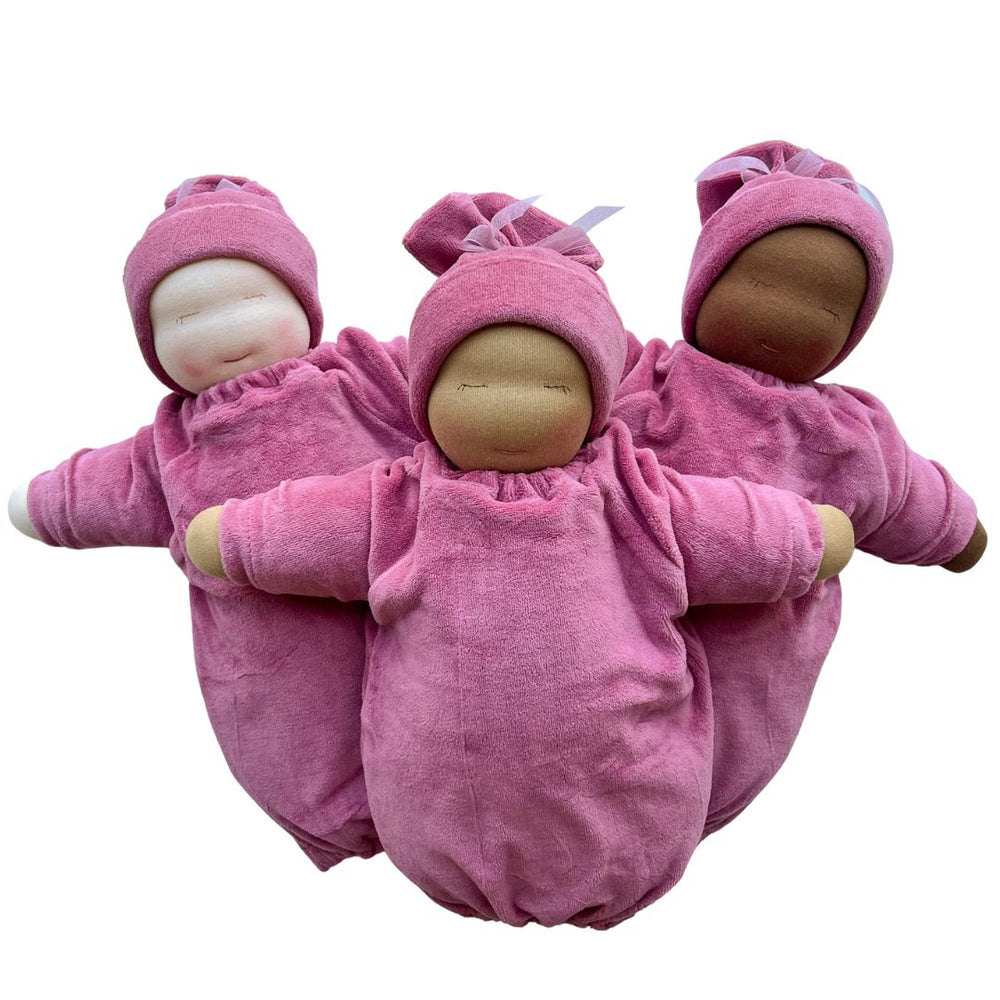 Mary Hirsch Jones - Little Heavy Baby Waldorf Doll - Rose Bunting with Medium Skin Tone - Bella Luna Toys